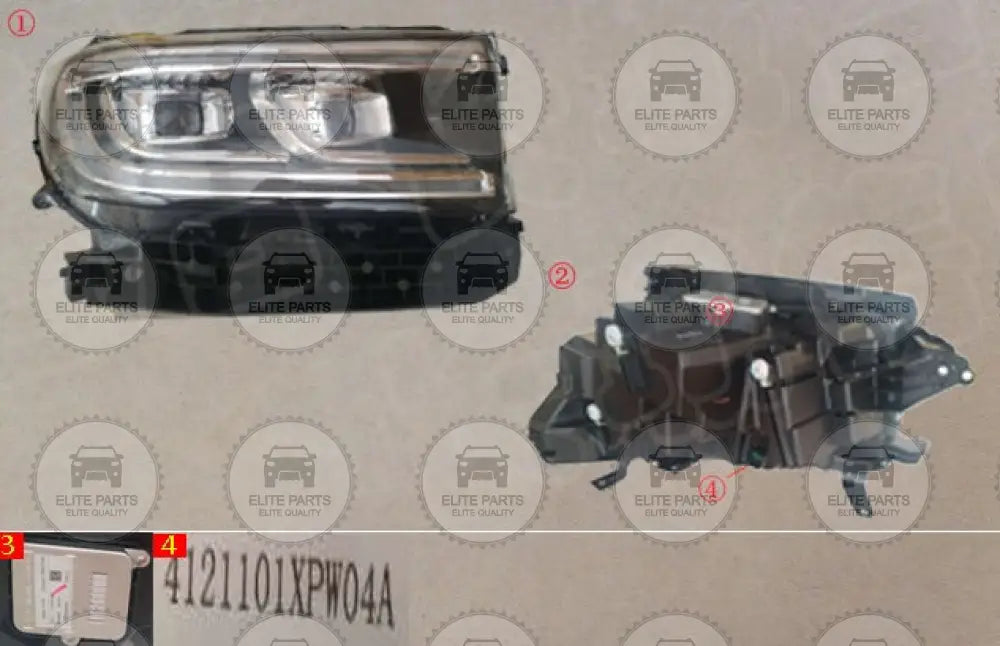 Great Wall Poer Cannon Original Right Front Headlight Lamp Assembly (مصباح كشاف امامى جهة اليمين جريت وول بيكب بوير) 4121101XPW04A