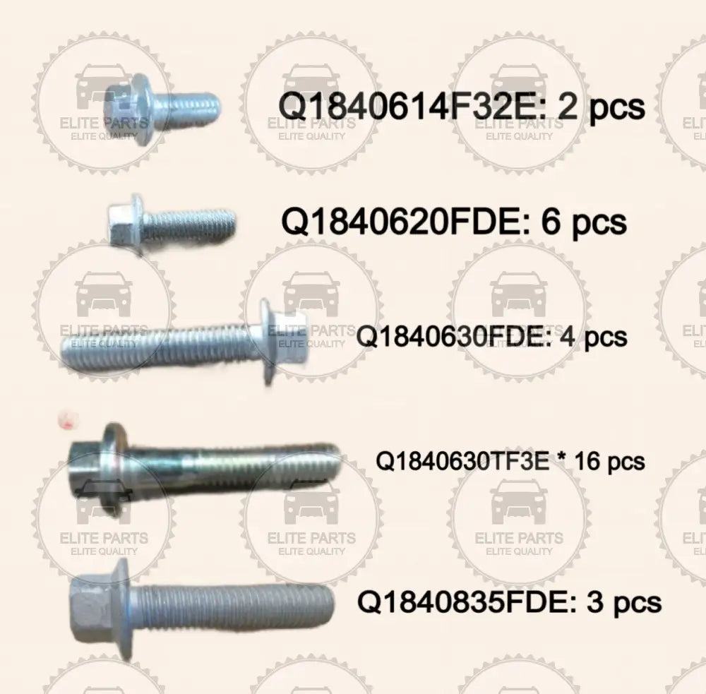 HAVAL H9 & H6 2nd Gen. Original Engine Cylinder Head Complete Bolts Kit (طقم مسامير كامل لرأس محرك هافال اتش 9 و اتش 6 الجيل الثاني)