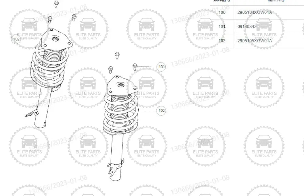 Haval H6 3rd Generation Front Shock Absorber & Coil Spring Assembly هافال H6 الجيل الثالث ممتص صدمات مساعدين أمامية