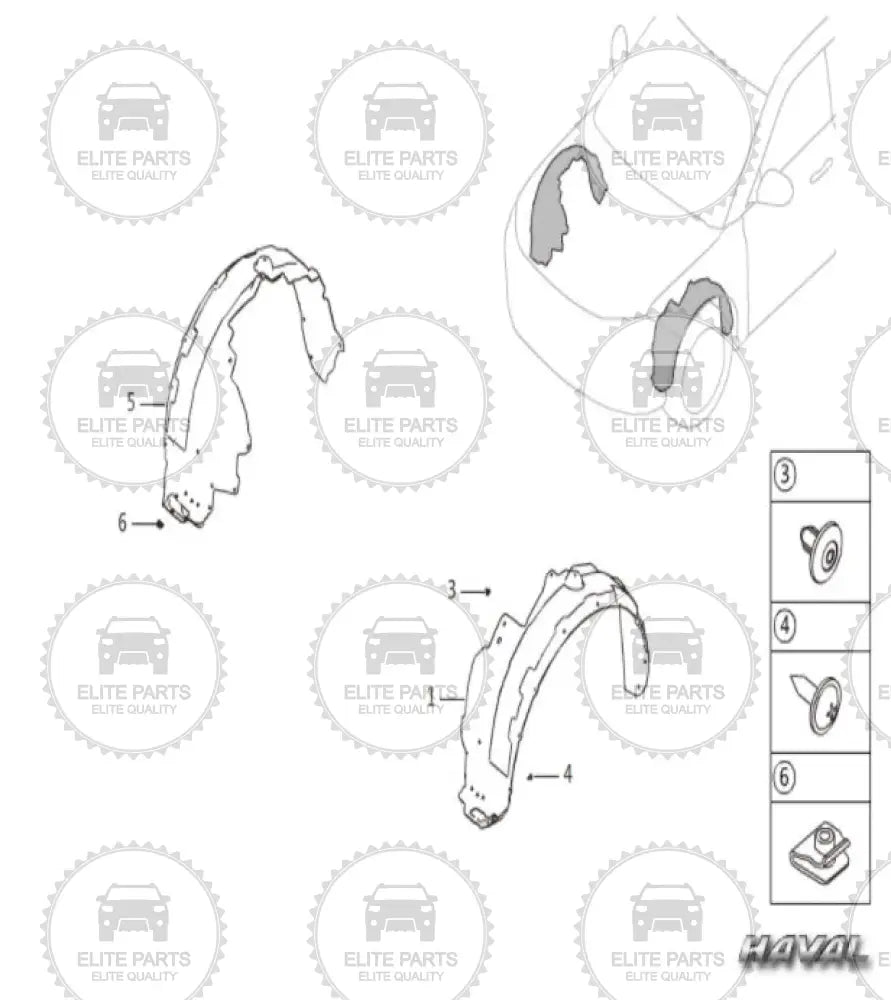 Haval H6 Second Generation Original Splash Pads Mudguards هافال H6 الجيل الثانى كارتيرات عجل الأصلية