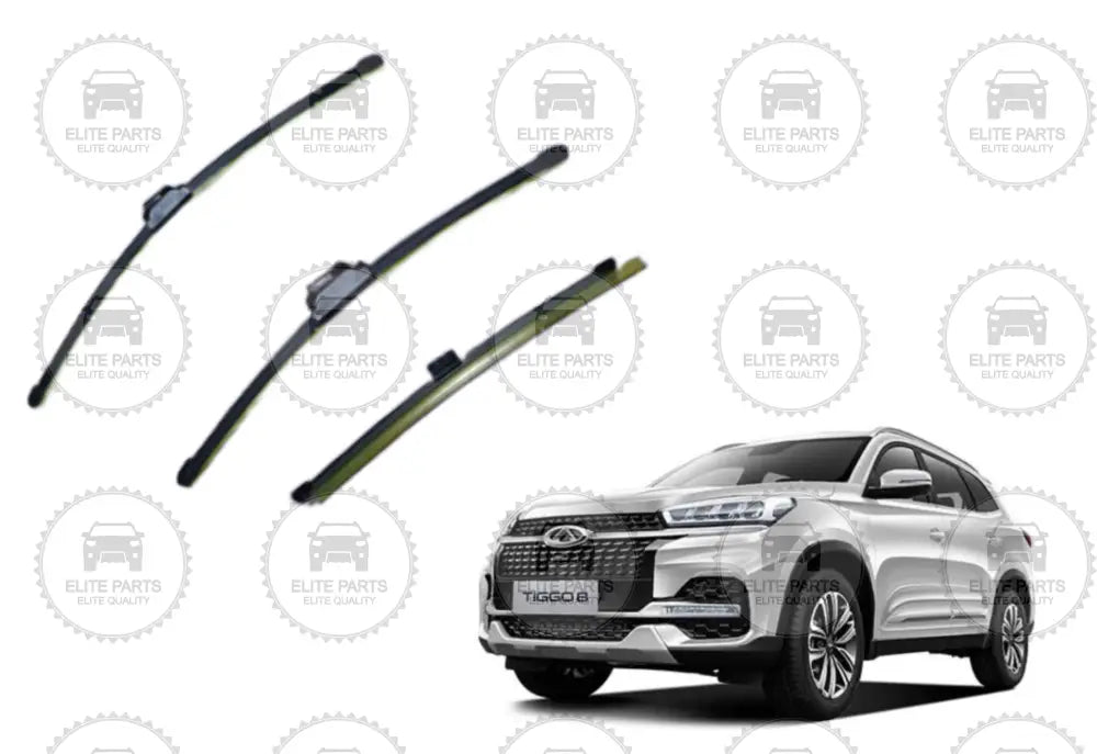 CHERY Tiggo 8 Original Windshield Wipers Blades Kit (طقم مساحات زجاج امامية و خلفية اصلية شيرى تيجو 8) J68-5205153 + J68-5205143 + 608000017AA