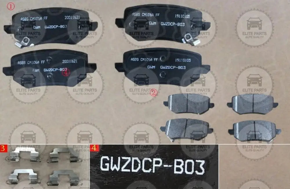 GWM POER Original Rear Brake Friction Plates Set (طقم قماش فحمات فرامل خلفية اصلية جريت وول بيكب بوير) 3502139XPW01A