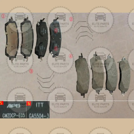 GWM WEY COFFEE 01 & 02 Original Front Brake Pads Friction Plates Set (طقم فحمات قماش فرامل امامي اصلي جريت وول وي كوفي 01 و 02) 3501206XGW01A