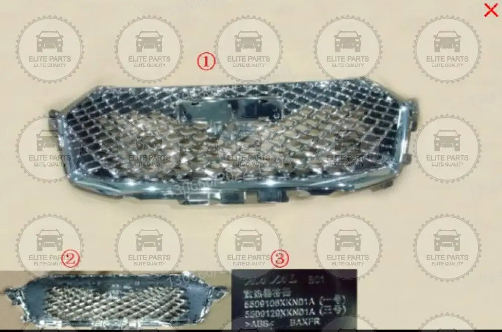 HAVAL H6 3rd Generation Original Nickel Chrome Front Radiator Grille 5509128XKN01A هافال H6 الجيل الثالث شبكة أمامية أصلية من النيكل كروم