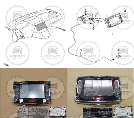 HAVAL H6 Generation One Original Multimedia Display Screen Assembly (شاشة عرض الوسائط المتعددة هافال اتش 6 الجيل الاول)