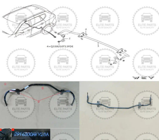 HAVAL H6 Second Generation Original Rear Stabilizer Bar Assembly (بار قضيب الاتزان الخلفى هافال اتش 6 الجيل الثالث)