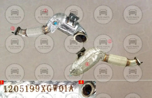 HAVAL H6 third generation Original Exhaust Pre-Catalytic Converter Assembly (علبة البيئة عبوة الفحم لمخرج العادم هافال اتش 6 الجيل الثالث) 1205199XGW01A
