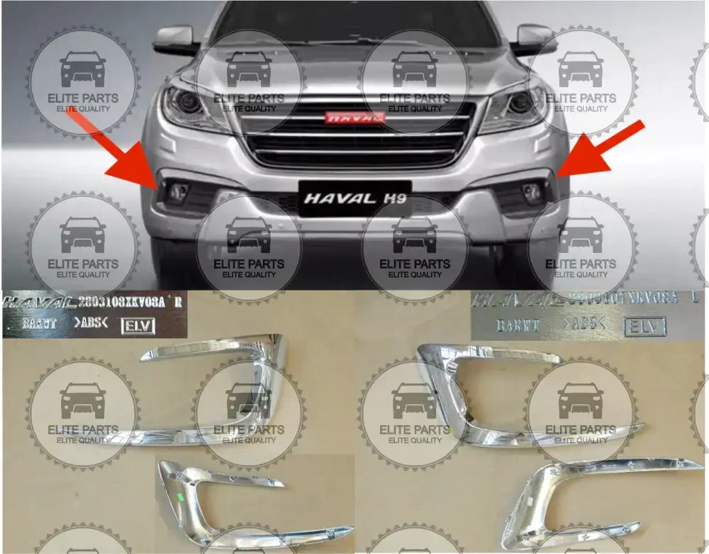HAVAL H9 Original Front Fog Lamp Decorative Frame (شرائط نيكل فضية لتزيين مصابيح ضباب الصدام الامامى هافال اتش 9)